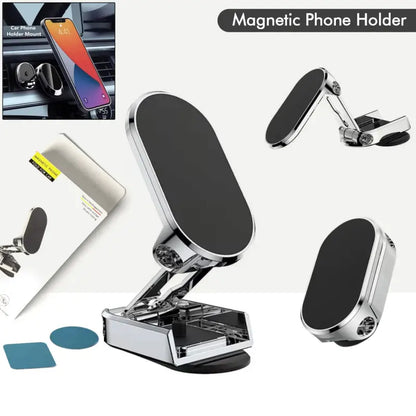 360 Degree Rotating Magnetic Car Phone Holder | Metal Folding Car Phone Holder | New Alloy Folding Magnetic Car Phone Holder (Pack of 1) ( default, Standard ).