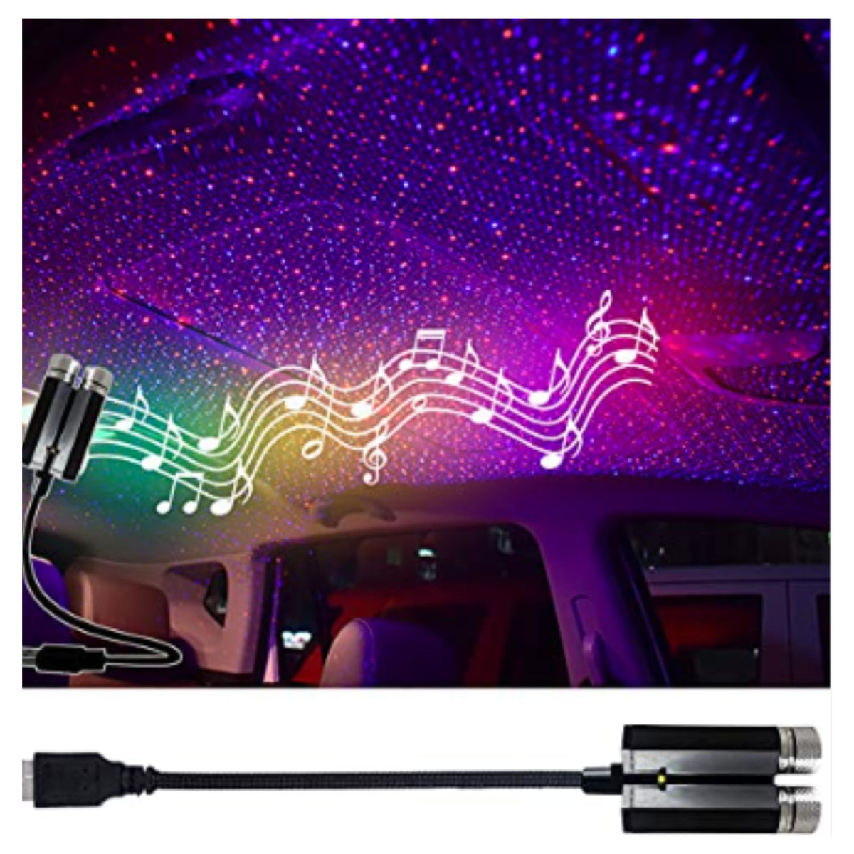 Interior Atmosphere LED Lamp Ambient USB Star Light Auto Roof Projector