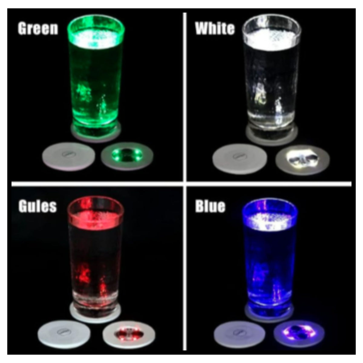 Colourful LED Coasters for Drinks, On/Off LED Disposable Coasters Pack of 1