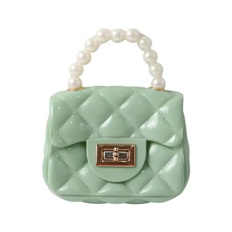 Elegant Quilted Mini Handheld & Sling Fashion Handbag – Pearl Handle Chain Strap Bag