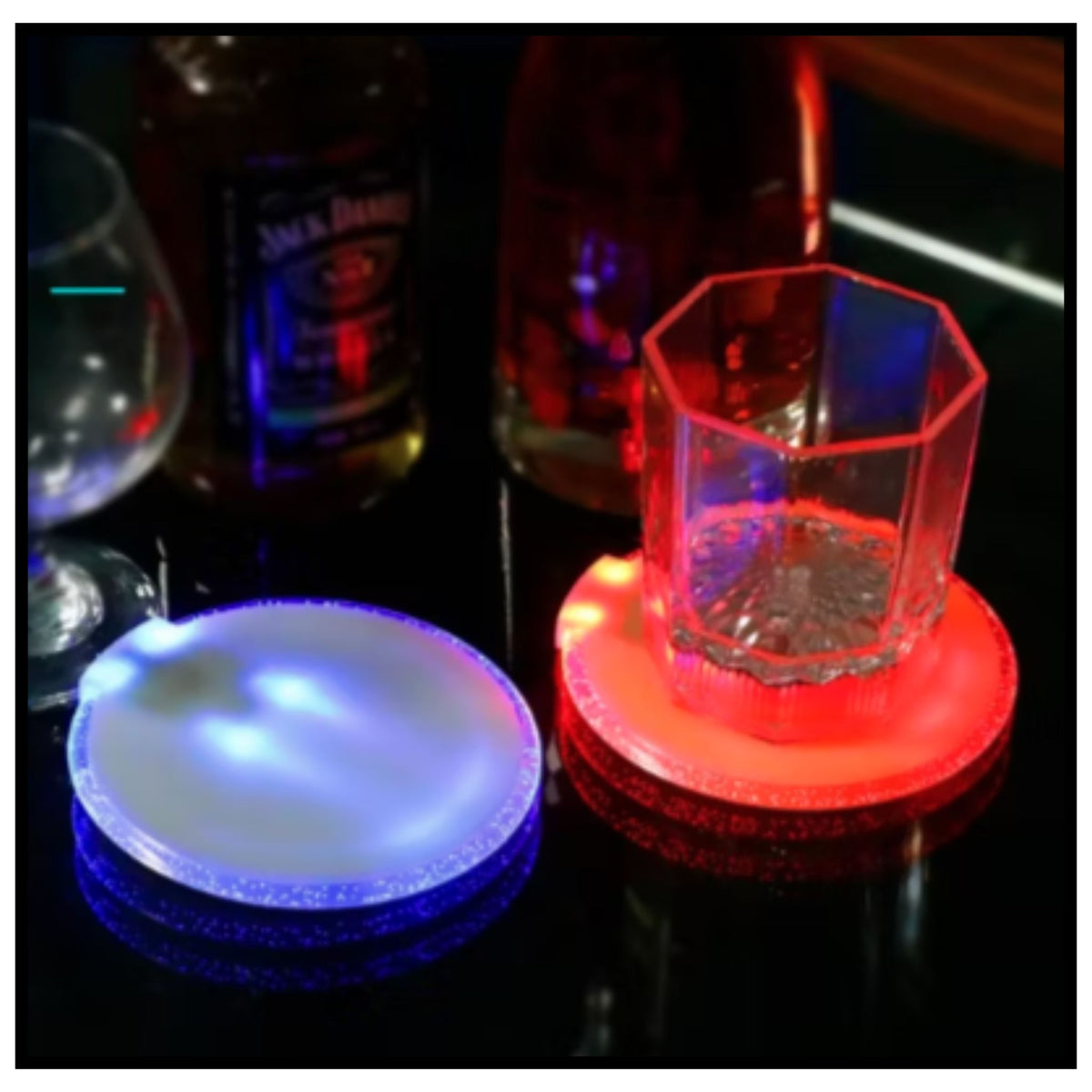 Colourful LED Coasters for Drinks, On/Off LED Disposable Coasters Pack of 1
