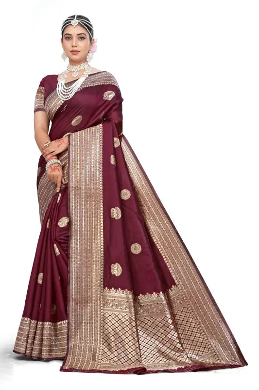 Banarasi Silk Saree  The Royal Maroon Edition ( maroon, OS )