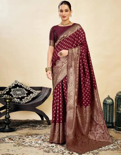 Jacquard Saree  Everyday Elegance Collection ( maroon, OS )