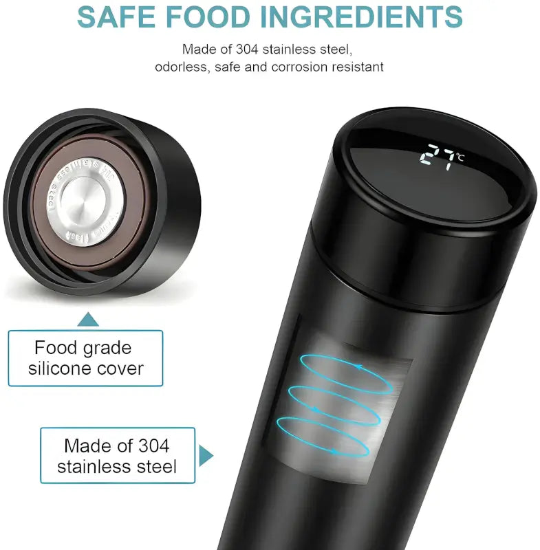 Smart Vacuum Insulated Water Bottle with LED Temperature Display (500ml, Multicolor)