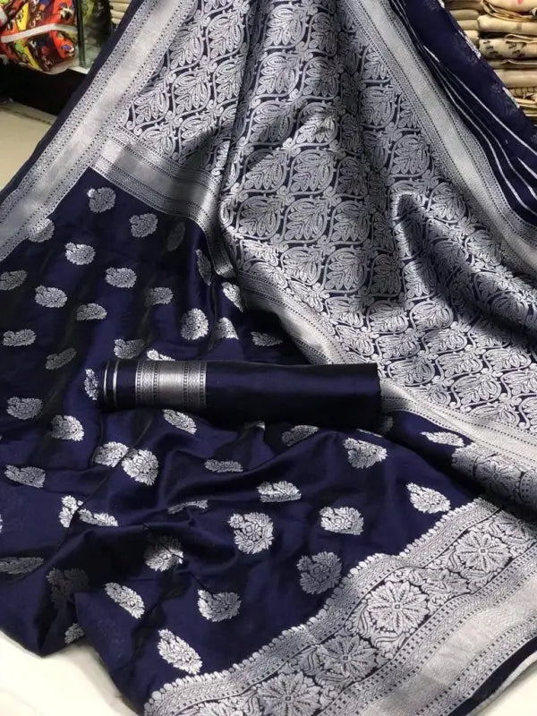 Banarasi Silk Saree  The Silver Majesty Collection ( blue, OS )