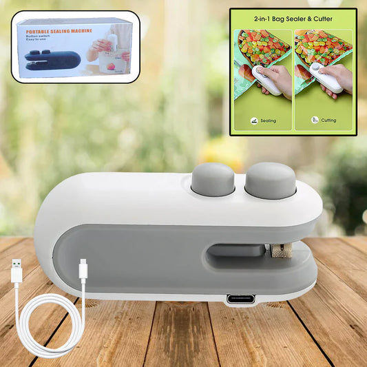 17865 Mini Bag Sealer 2 In 1 Seal Cutter Heat Sealers Type-c Usb Charging Portable Bag Reseller Handle Food Sealer Sealing Machine For Food Storage Plastic Bags Snacks Keep Food Fresh