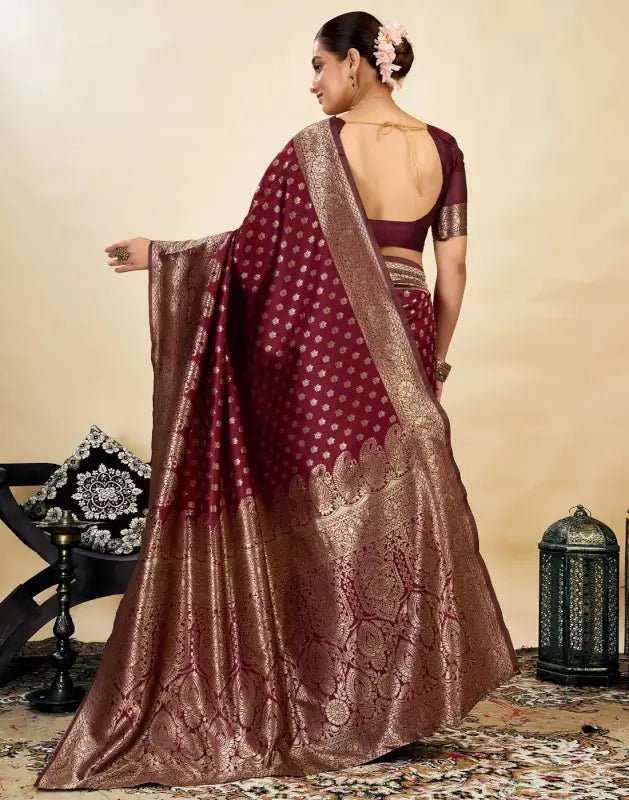 Jacquard Saree  Everyday Elegance Collection ( maroon, OS )