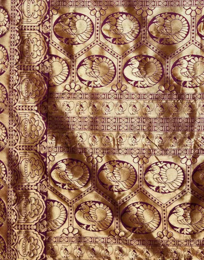 Jacquard Saree  Royal Heritage Collection Jacquard Saree â€“ Design A370 ( wine, OS )