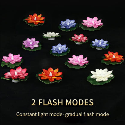 Water Floating Smokeless Candles & Lotus Flowers Sensor Led TeaLight for Outdoor and Indoor Decoration - Pack of 6 Candle, Diwali (Pack of 6)