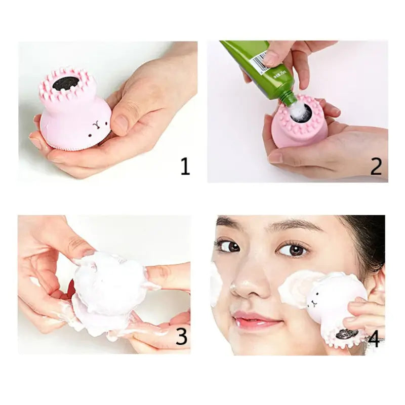 Cute Octopus Silicone Facial Cleansing Brush – Face Scrubber Massager Tool