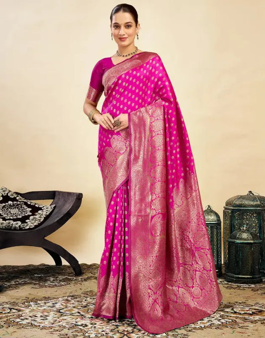 Jacquard Saree  Everyday Elegance Collection ( pink, OS )