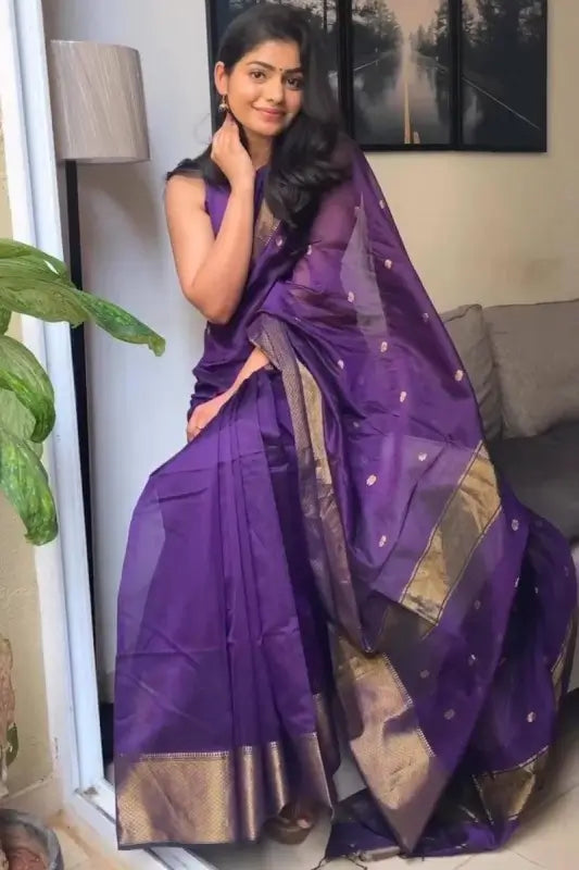 Cotton Saree  The Graceful Violet Glow Collection ( wine, OS )