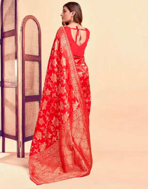 Jacquard Saree  Everyday Elegance Collection ( red, OS )