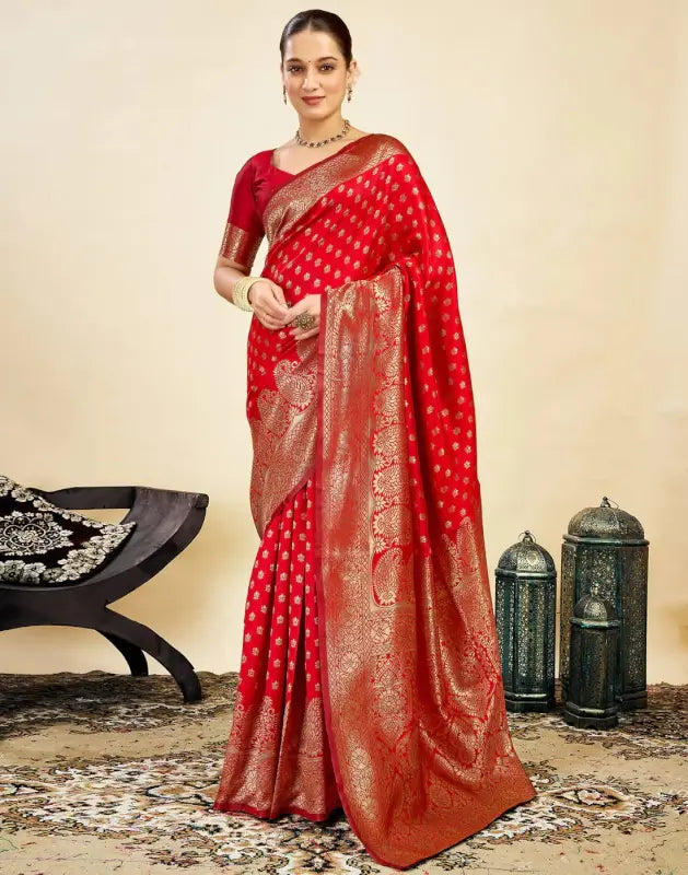 Jacquard Saree  Everyday Elegance Collection ( red, OS )