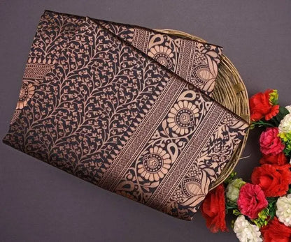 Banarasi Silk Saree  The Majestic Black & Gold Edition ( black, OS )