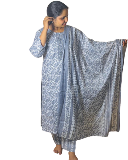 GAYATHRI CHURIDAR-DARK OLIVE GREEN (414137) (XXL)