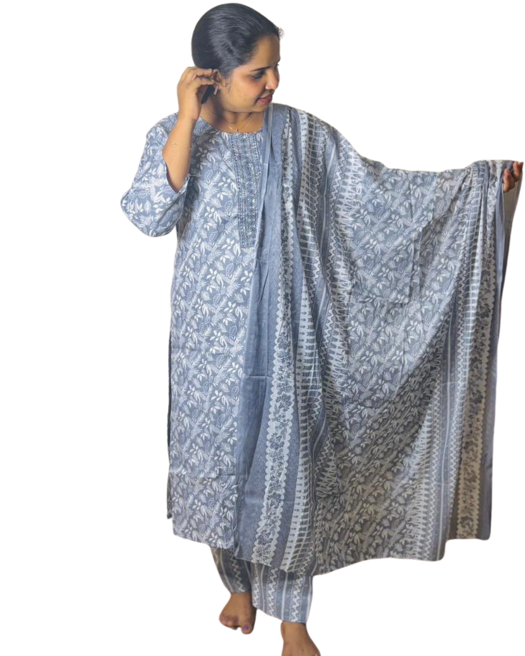 GAYATHRI CHURIDAR-DARK OLIVE GREEN (414137) (M)