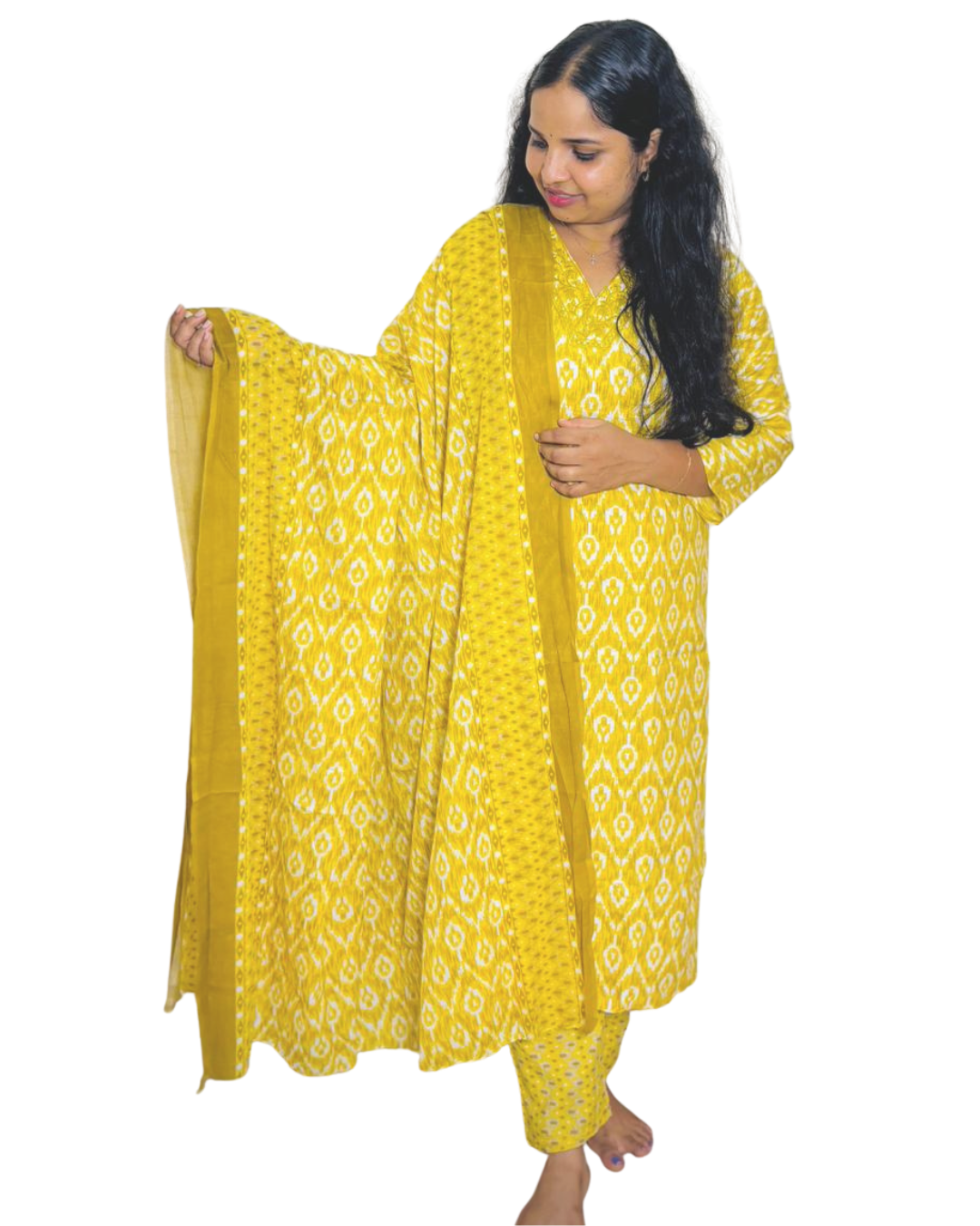 GAYATHRI CHURIDAR-MEHNDIYELLOW (414137) (L)