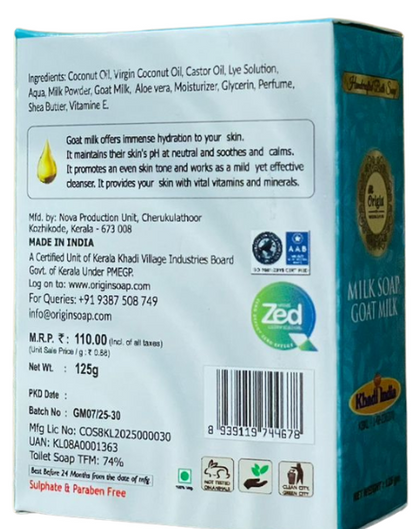 Milk Soap Goat Milk 125 GRM (Box) Coconut oil Handmade Natural Pure soap(Pack of 3)
