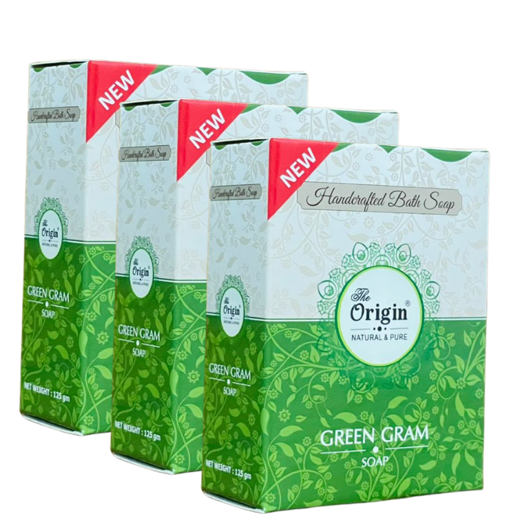 Green Gram 125 GRM (Box) Coconut oil Handmade Natural Pure soap(Pack of 3)