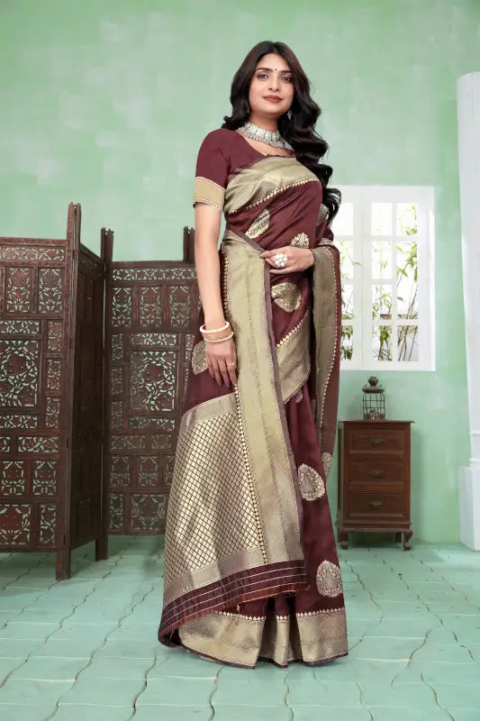 Banarasi Silk Saree  The Royal Maroon Grandeur Edition ( maroon, OS )