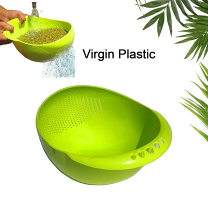 Virgin Rice Bowl Durable Plastic Strainer, Water Strainer | Vegetable & Fruits Washing Bowl ( default, Standard ).