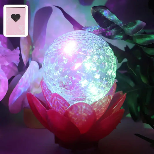 Crystal Ball Lotus LED Decorative Color Changing Rotating Lamp for Home Temple Festivals Parties & Gifting (1 Pc)
