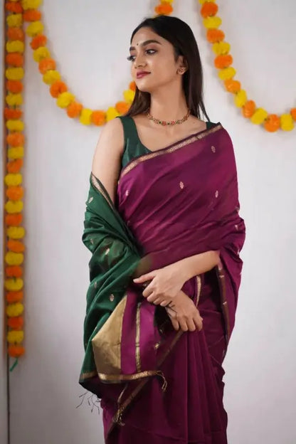 Cotton Saree  The Elegant Contrast Collection ( Pink Green, OS )