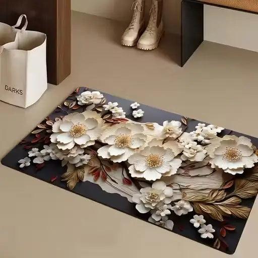 Rubber Floral Door Mat – Non-Slip Weatherproof Entry Mat