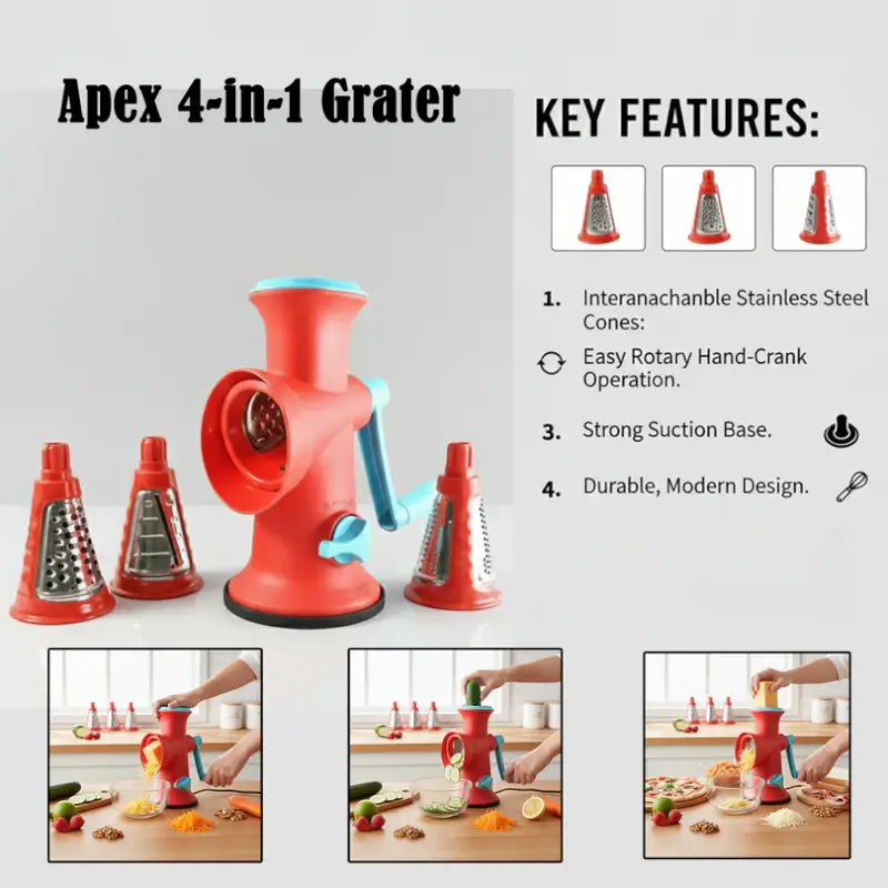 Apex 4 in 1 Signature Rotary Grater – Kitchen Prep Tool