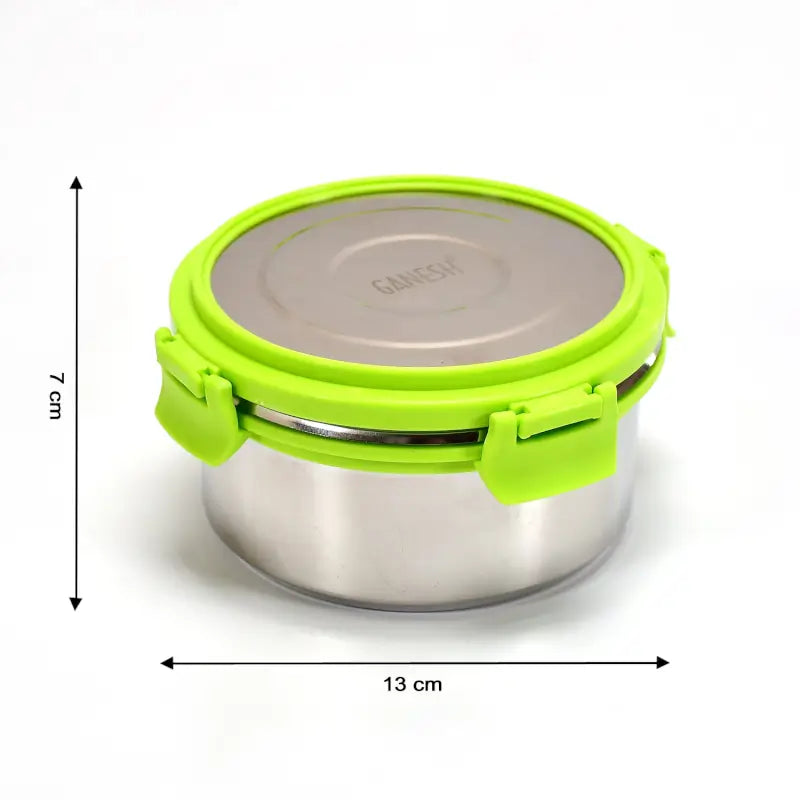 Ganesh Solo round 400 Stainless Steel Leak proof airtight Lunch Pack for Office & School Use ( default, Standard )