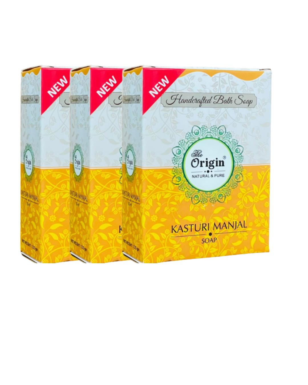 Kasturi Manjal 125 GRM (Box) Coconut oil Handmade Natural Pure soap(Pack of 3)