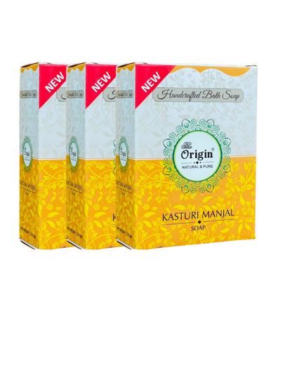 Kasturi Manjal 125 GRM (Box) Coconut oil Handmade Natural Pure soap(Pack of 3)