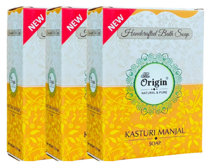 Kasturi Manjal 125 GRM (Box) Coconut oil Handmade Natural Pure soap(Pack of 3)