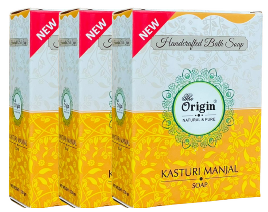 Kasturi Manjal 125 GRM (Box) Coconut oil Handmade Natural Pure soap(Pack of 3)