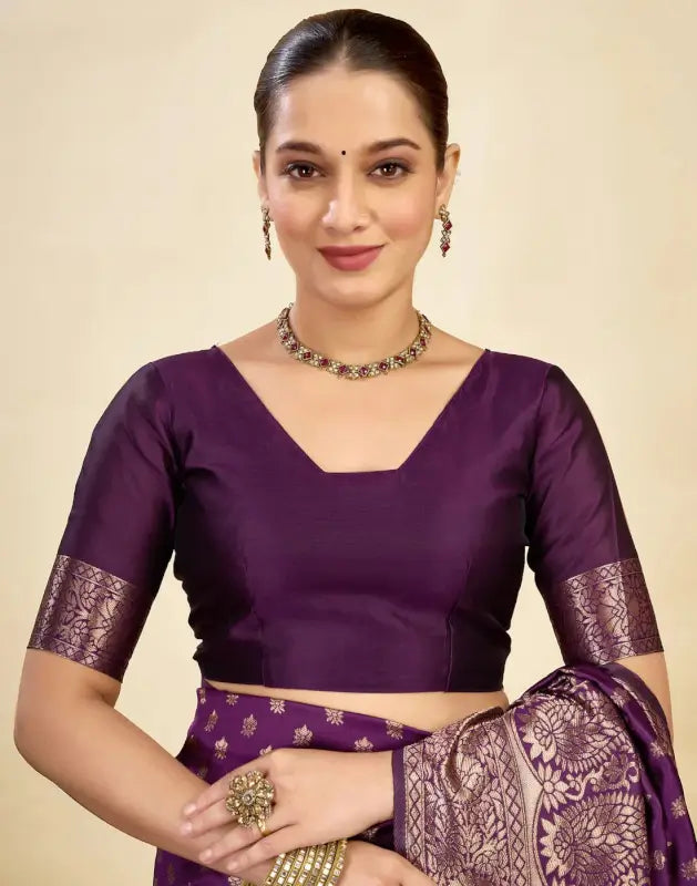 Jacquard Saree  Everyday Elegance Collection ( Wine, OS )