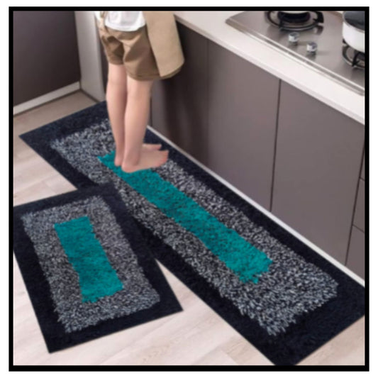🍳 2Pcs Cotton Kitchen Mats for Floor Waterproof – Kitchen Runner Carpet for Floor Rug Set with Anti-Slip Design for Kitchen Home Decor