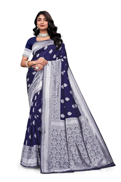 Banarasi Silk Saree  The Silver Majesty Collection ( blue, OS )