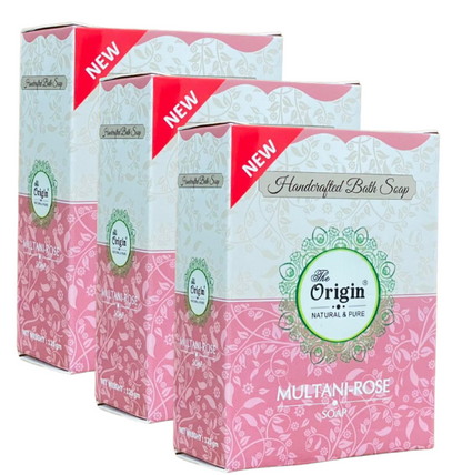 Multani-Rose 125 GRM (Box) Coconut oil Handmade Natural Pure soap(Pack of 3)