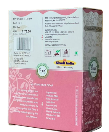 Multani-Rose 125 GRM (Box) Coconut oil Handmade Natural Pure soap(Pack of 3)