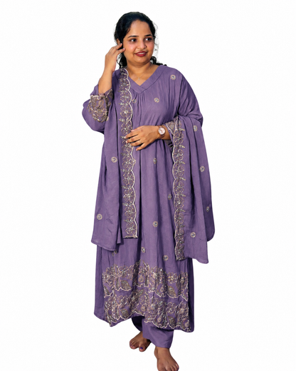 MAYURI CHURIDAR PURPLE  (406118)