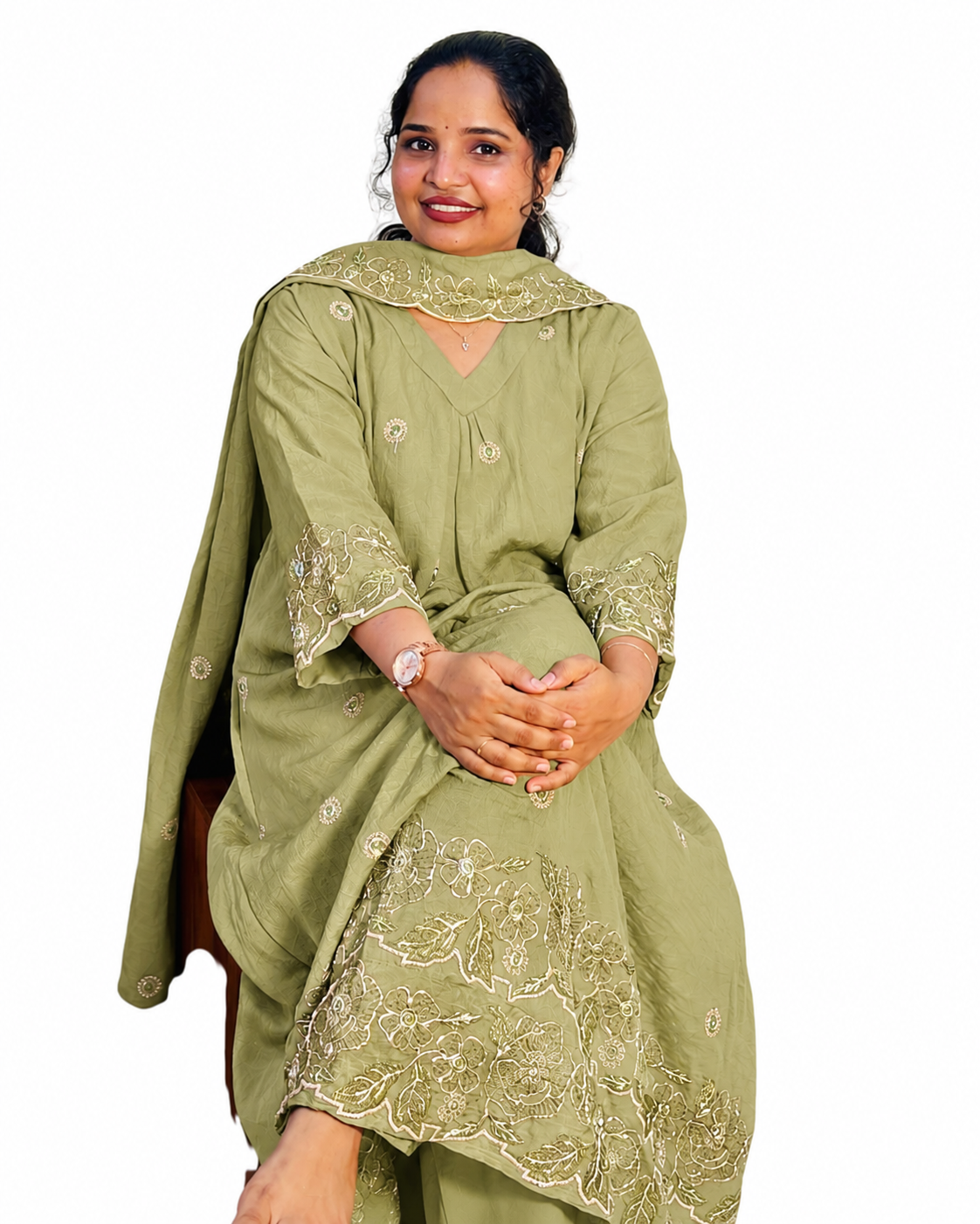 MAYURI CHURIDAR LIGHT OLIVE 406118