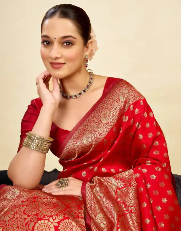 Jacquard Saree  Everyday Elegance Collection ( red, OS )