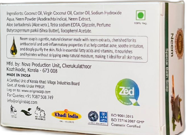 Neem Soap 75 GRM (Box) Coconut oil Handmade Natural Pure soap(Pack of 3)