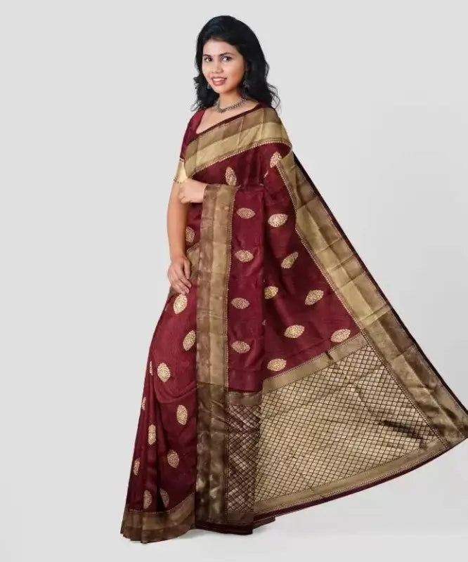 Banarasi Silk Saree  The Royal Maroon Grandeur Edition ( maroon, OS )