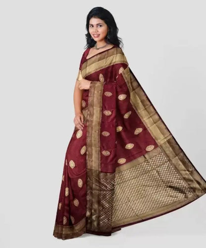 Banarasi Silk Saree  The Royal Maroon Grandeur Edition ( maroon, OS )