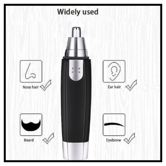 ✂️ Nose and Ear Trimmer – Compact Black and Silver Electric Trimmer for Nose Hair, Ear Hair, Beard and Eyebrow