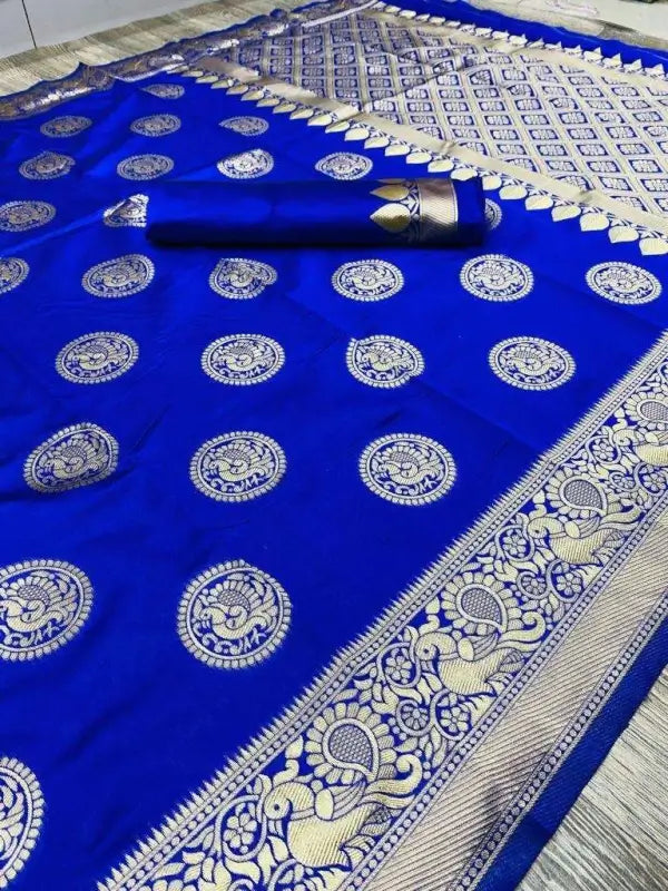 Banarasi Silk Saree  The Royal Blue Majesty Edition ( blue, OS )