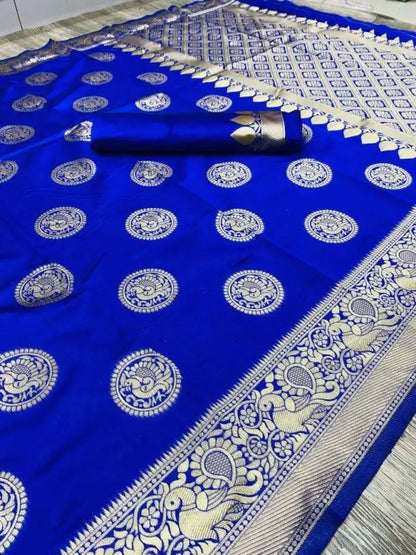 Banarasi Silk Saree  The Royal Blue Majesty Edition ( blue, OS )