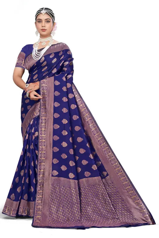 Banarasi Silk Saree  The Royal Radiance Collection ( blue, OS )